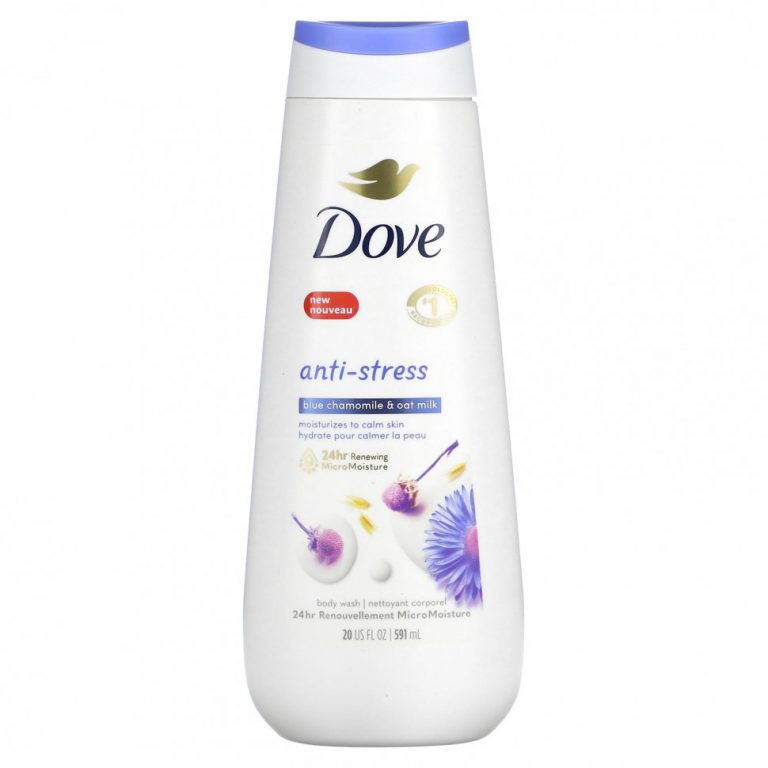 Dove, Anti-Stress, гель для душа, синяя ромашка и овсяное молоко, 591 мл (20 жидк. Унций)