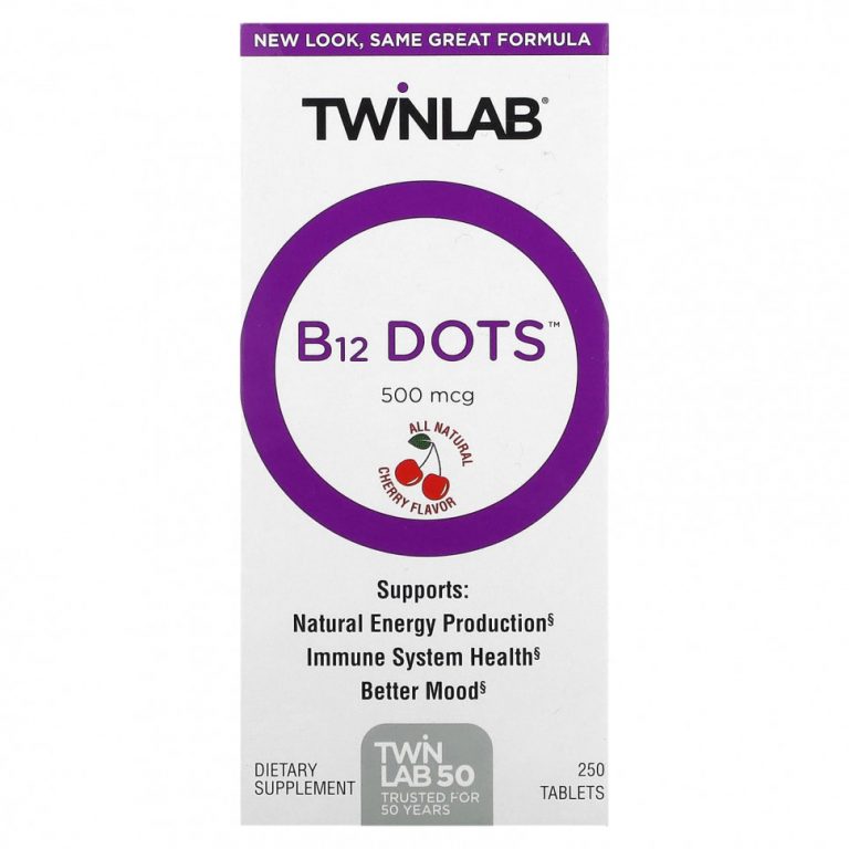 Twinlab, B-12 Dots, вишня, 500 мкг, 250 таблеток