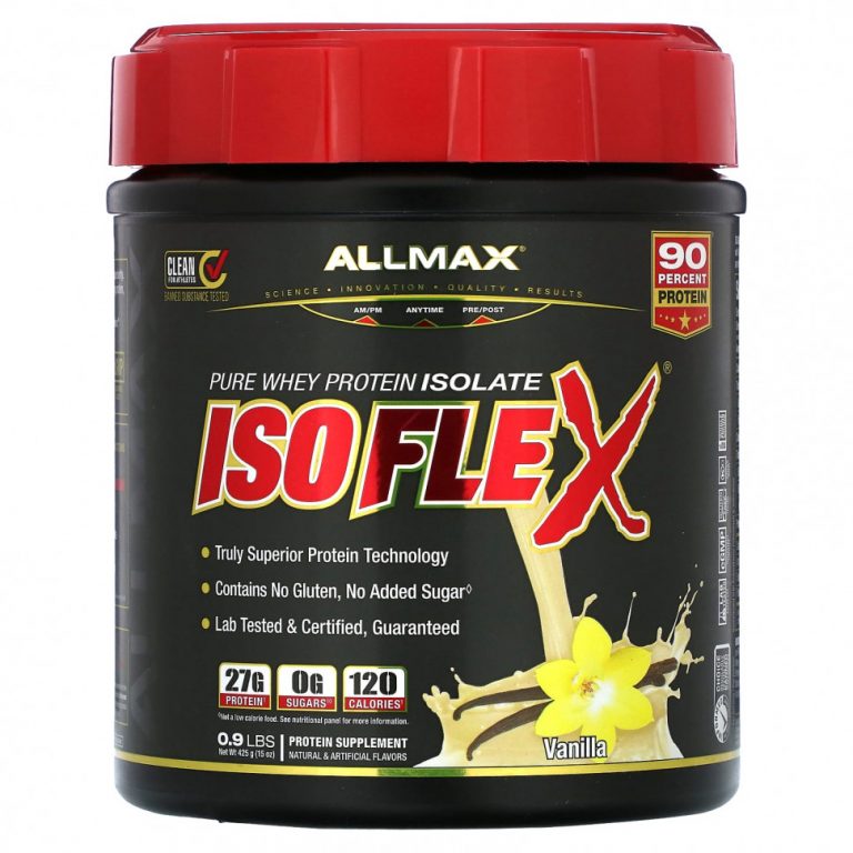 ALLMAX, Isoflex, чистый изолят сывороточного протеина, ваниль, 425 г (0,9 фунта)