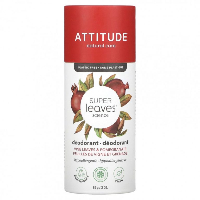 ATTITUDE, Super Leaves, дезодорант, листья винограда и гранат, 85 г (3 унции)