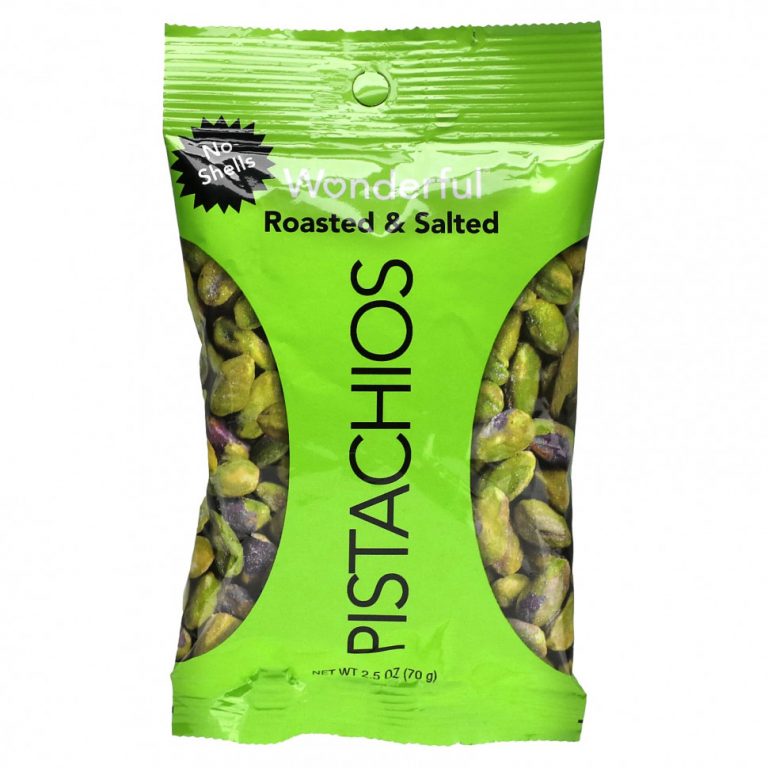 Wonderful Pistachios, Жареный и соленый, без скорлупы, 70 г (2,5 унции)