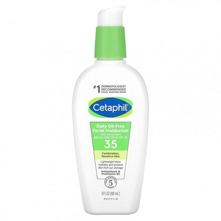 Cetaphil, Ежедневное увлажняющее средство для лица без масла, с солнцезащитным кремом, SPF 35, 88 мл (3 жидк. Унции)