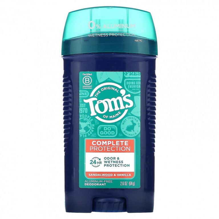 Tom’s of Maine, Дезодорант для комплексной защиты, без алюминия, сандаловое дерево и ваниль, 64 г (2,6 унции)