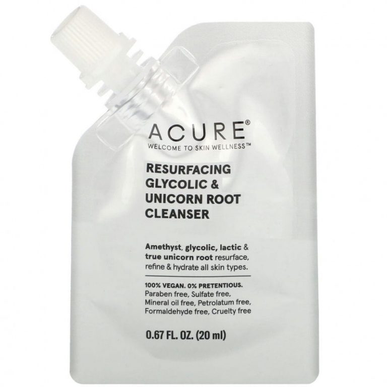 Acure, Resurfacing Glycolic & Unicorn Root Cleanser, 0.67 fl oz (20 ml)