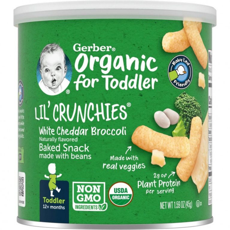 Gerber, Lil’ Crunchies, от 12 месяцев, органические палочки, белый чедер и брокколи, 45 г (1,59 унции)