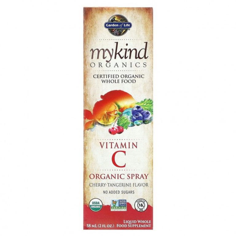 Garden of Life, MyKind Organics, органический спрей с витамином С, вишня и мандарин, 58 мл (2 жидк. унции)