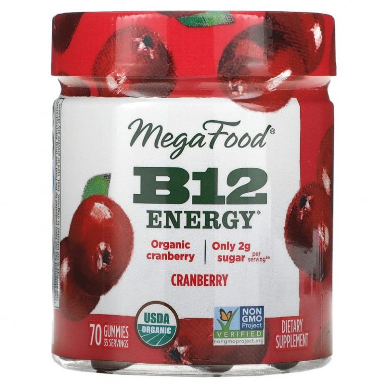 MegaFood, B12 Energy, Клюква, 70 жевательных конфет