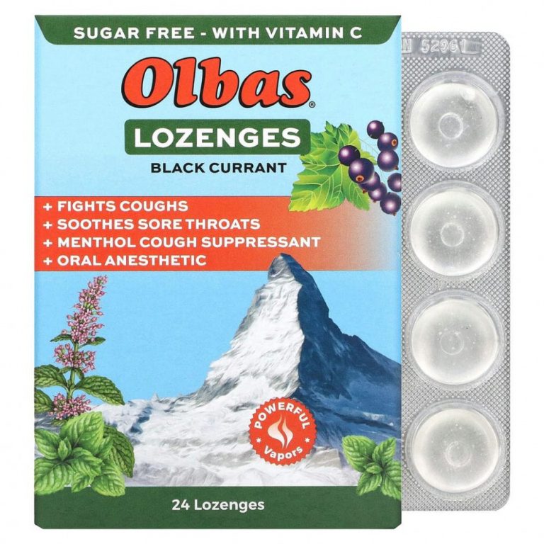 Olbas Therapeutic, Леденцы без сахара со вкусом черной смородины, максимальная эффективность, 24 леденца