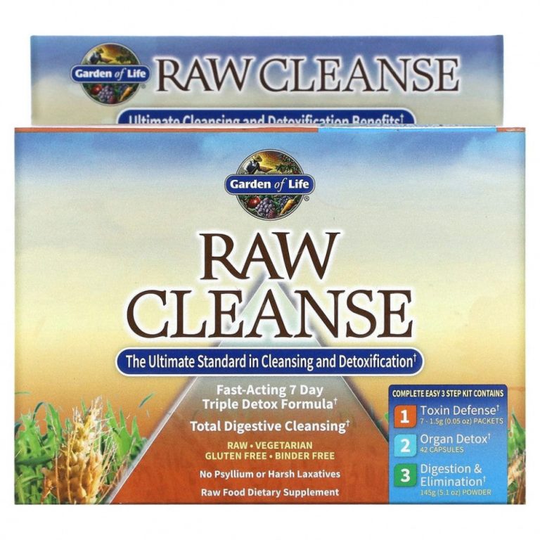 Garden of Life, RAW Cleanse, высший стандарт очищения и детоксикации, программа из 3 частей, трехкомпонентный комплект