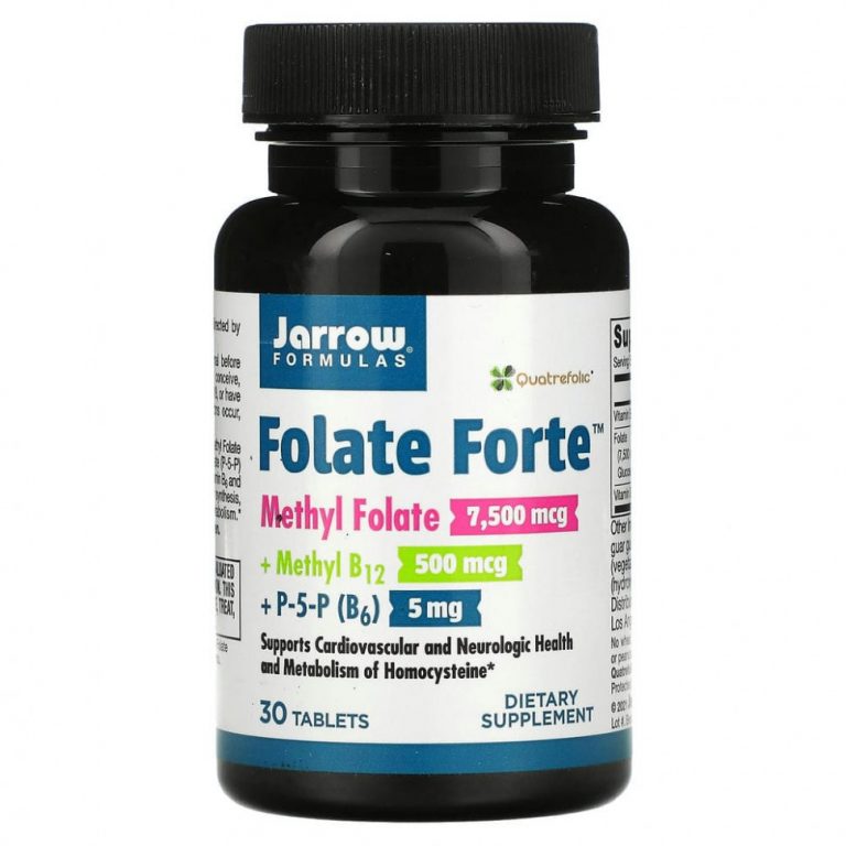 Jarrow Formulas, Folate Forte, метилфолат, метил B12 и P-5-P, 30 таблеток