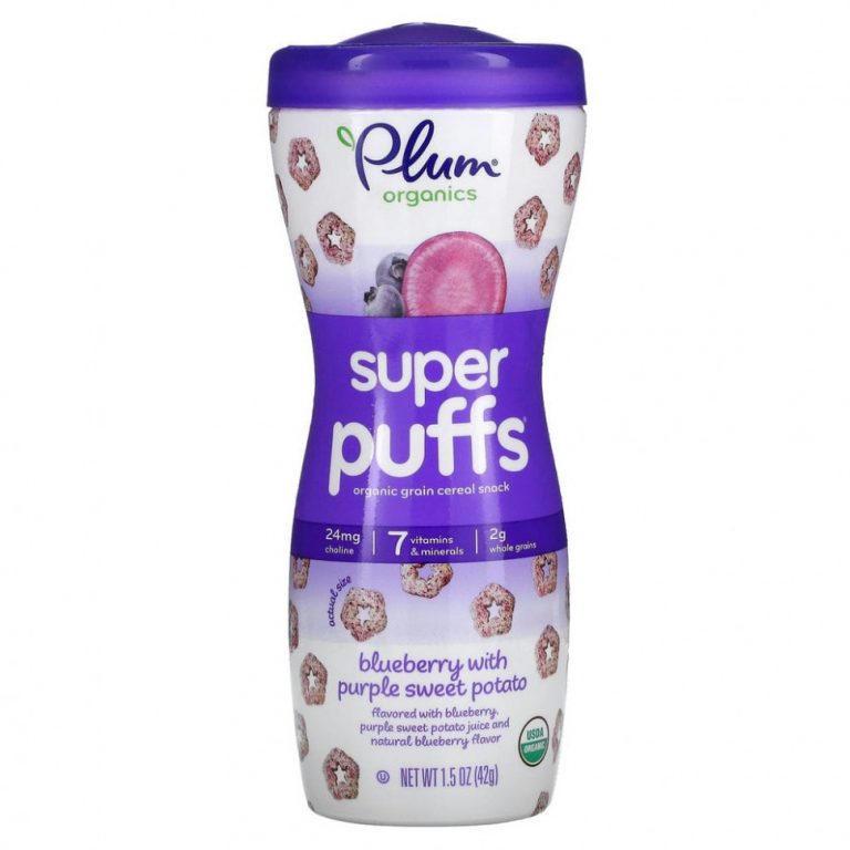 Plum Organics, Super Puffs, снек из органических злаков, голубика и фиолетовый батат, 42 г (1,5 унции)