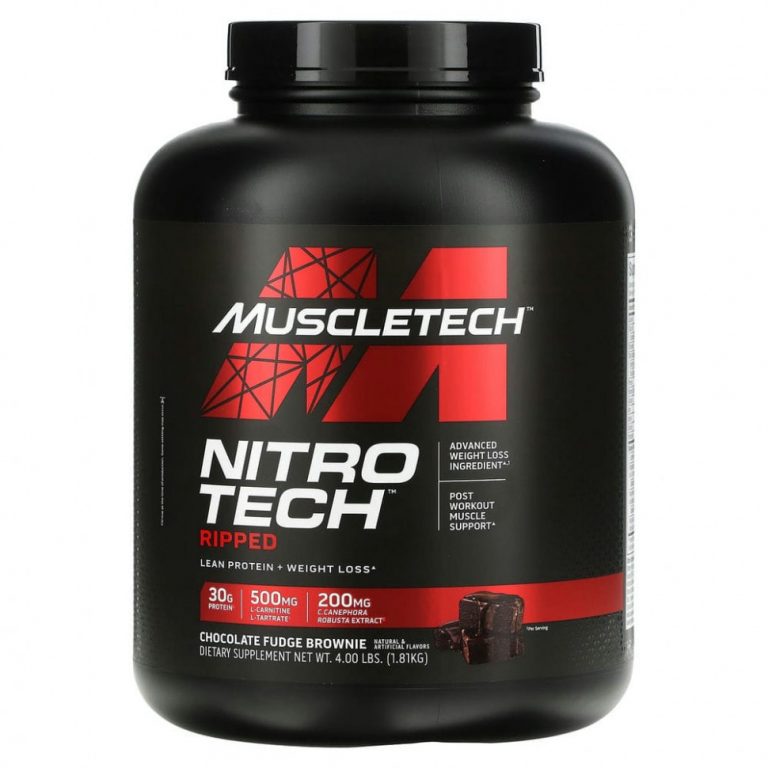 Muscletech, Nitro Tech Ripped, чистый протеин + состав для похудения, со вкусом брауни с шоколадной помадкой, 1,81 кг (4 фунта)