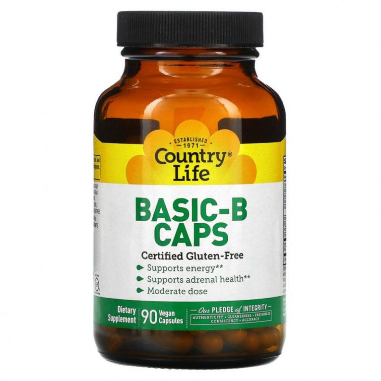 Country Life, Basic-B Caps, смесь витаминов группы В, 90 вегетарианских капсул