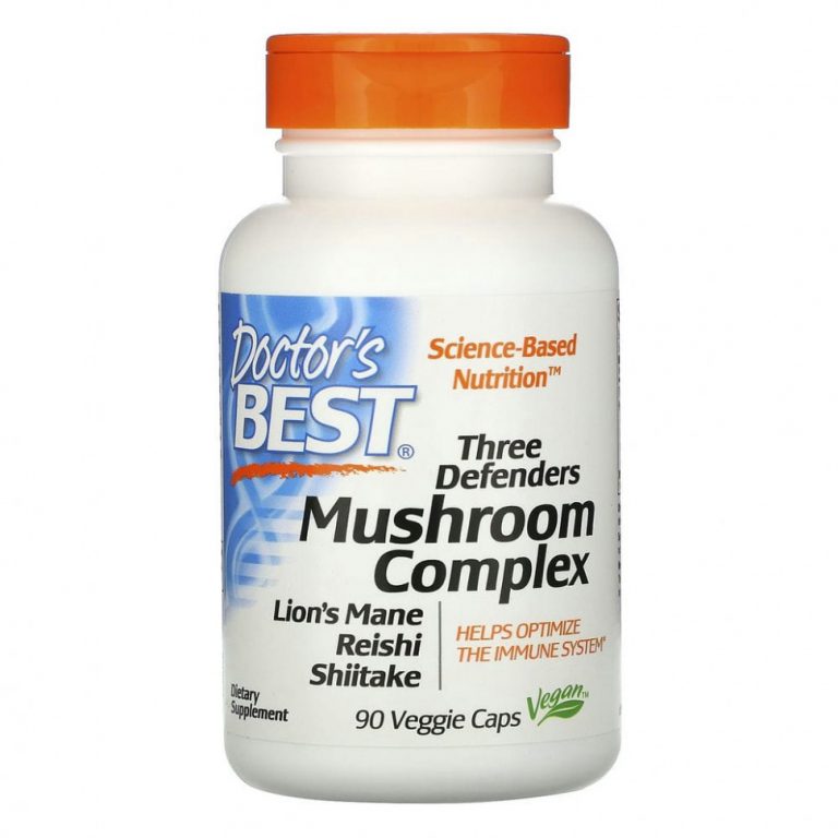 Doctor’s Best, Three Defenders Mushroom Complex, комплекс из трех грибов, 90 вегетарианских капсул