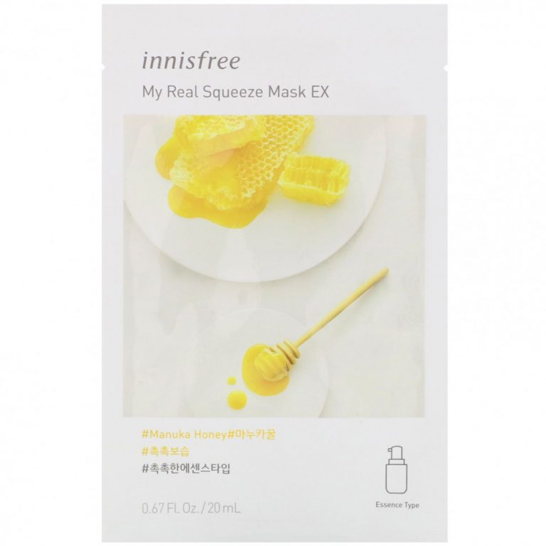 Innisfree, My Real Squeeze Beauty Mask EX, тканевая маска с медом манука, 1 шт., 20 мл (0,67 жидк. унции)