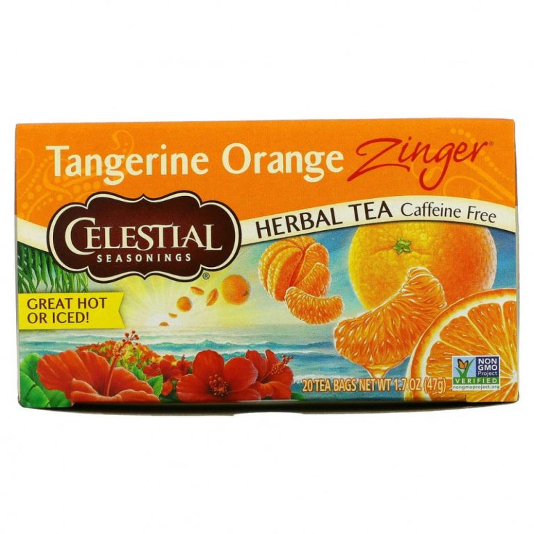 Celestial Seasonings, Травяной чай без кофеина Zinger, Мандариново-апельсиновый заряд, 20 чайных пакетиков, 1,7 унции (47 г)