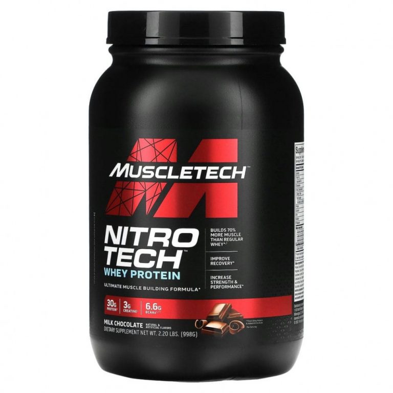 Muscletech, серия Performance, Nitro Tech, основной источник сывороточных пептидов и изолята, вкус молочного шоколада, 998 г (2,20 фунта)