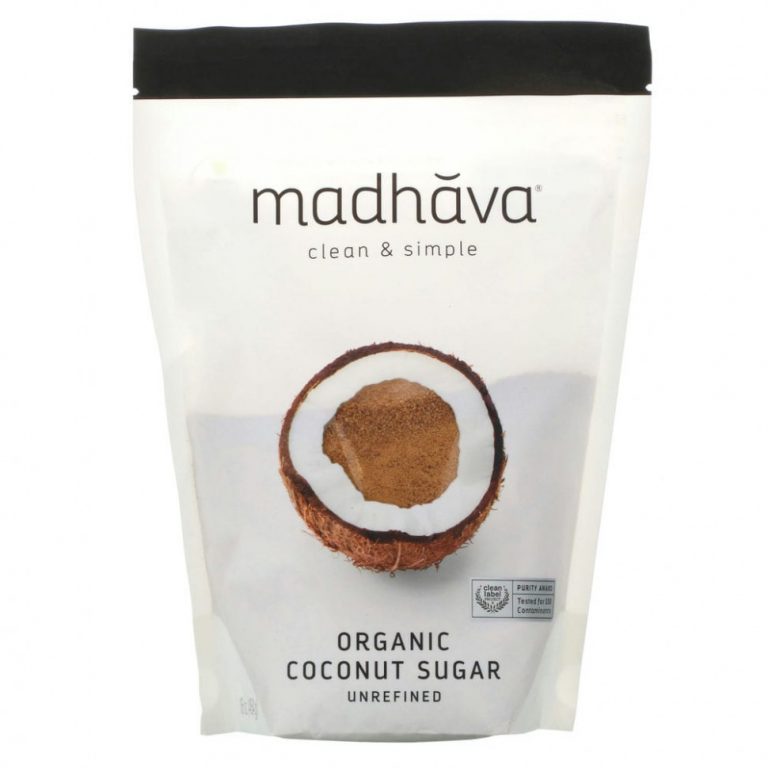 Madhava Natural Sweeteners, органический кокосовый сахар, нерафинированный, 454 г (1 фунт)