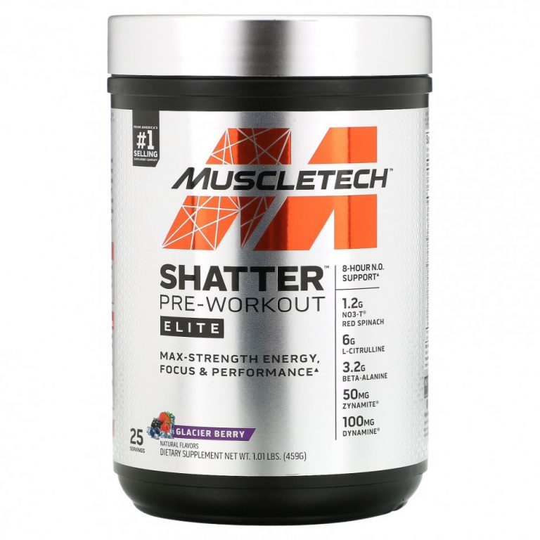 Muscletech, Shatter Pre-Workout, Elite, Glacier Berry, 1.01 lbs (459 g)