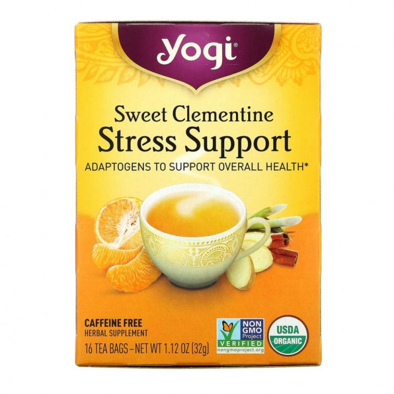 Yogi Tea, поддержка при стрессе, сладкий клементин, без кофеина, 16 чайных пакетиков, 32 г (1,12 унции)