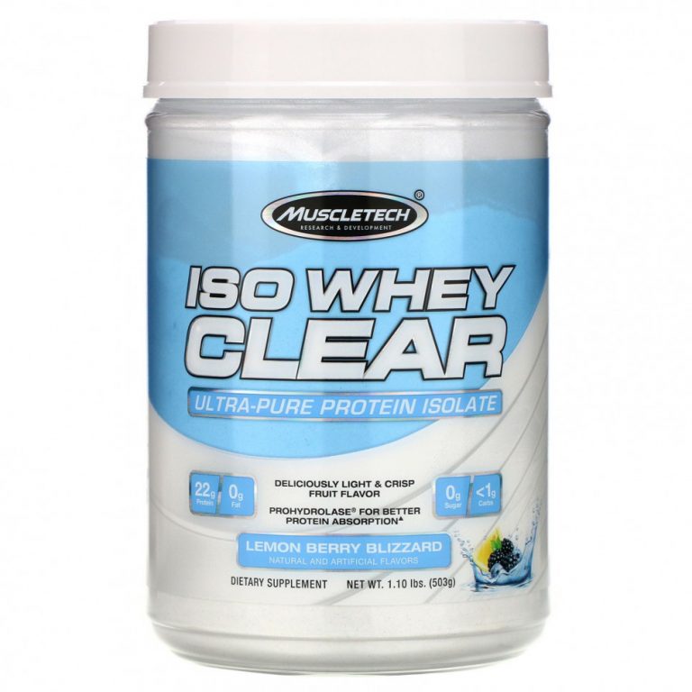 Muscletech, ISO Whey Clear, сверхчистый изолят протеина, лимонно-ягодная вьюга, 1,10 фунта (503 г)