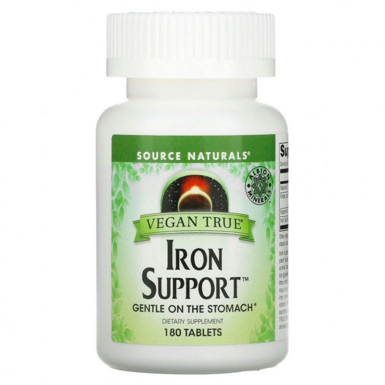 Source Naturals, Vegan True, Iron Support (препарат для поддержания уровня железа, подходит для веганов), 180 таблеток