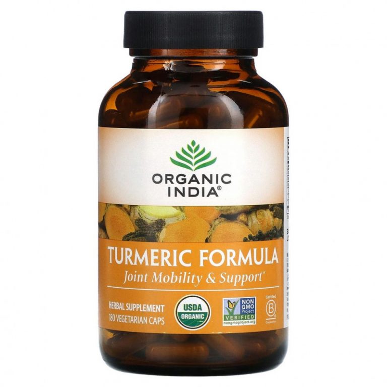 Organic India, Turmeric Formula, куркума, поддержка подвижности и здоровья суставов, 180 растительных капсул