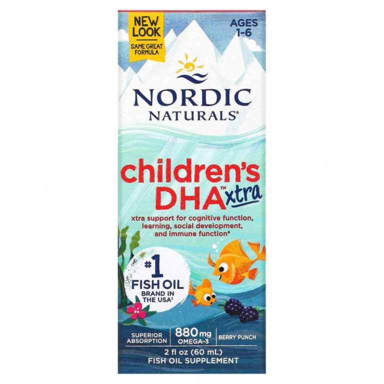 Nordic Naturals, Children’s DHA Xtra, для детей возрастом 1–6 лет, вкус ягодного пунша, 880 мг, 60 мл (2 жидк. унции)