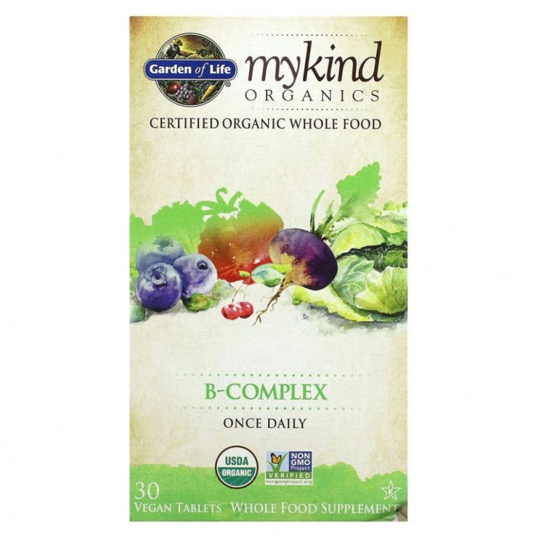 Garden of Life, MyKind Organics, комплекс витаминов группы B, 30 таблеток растительного происхождения