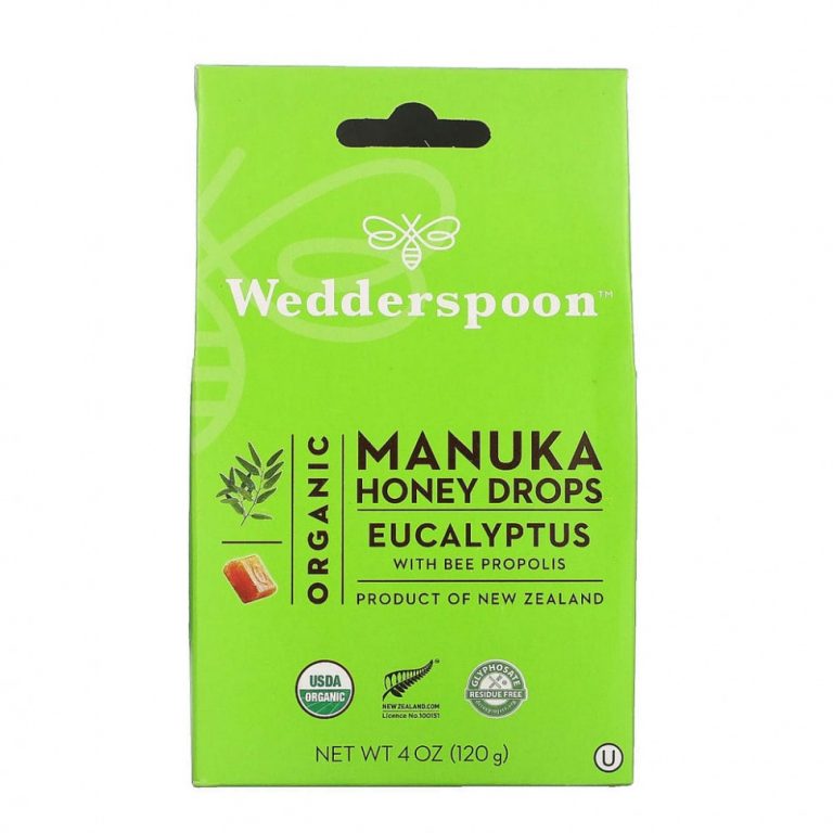 Wedderspoon, Органические капли из меда манука, эвкалипт и пчелиный прополис, 120 г (4 унции)