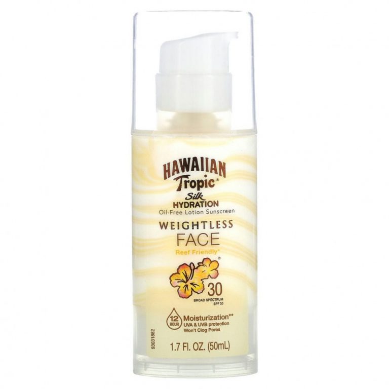 Hawaiian Tropic, Silk Hydration, Weightless Face, невесомый солнцезащитный лосьон для лица без масел, SPF 30, 50 мл