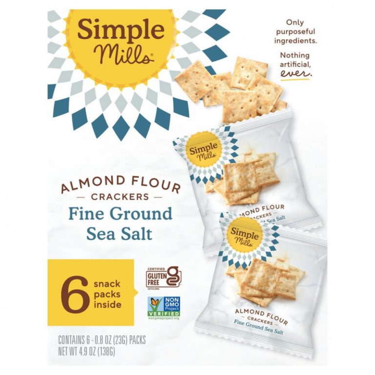 Simple Mills, Naturally Gluten-Free, Almond Flour Crackers, Fine Ground Sea Salt, 4.9 oz (138 g)