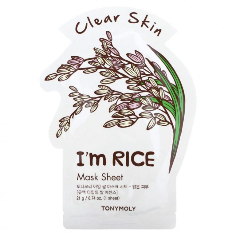 Tony Moly, I’m Rice, тканевая маска для чистой кожи, 1 шт., 21 г (0,74 унции)