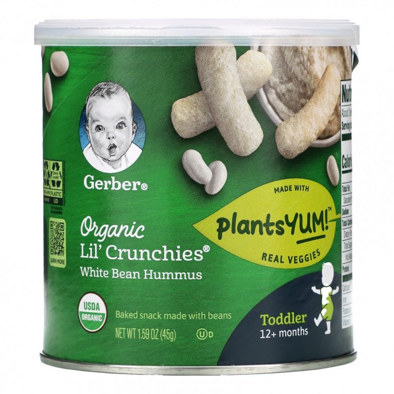 Gerber, Organic Lil’ Crunchies, White Bean Hummus, Toddler, 12+ Months, 1.59 oz (45 g)