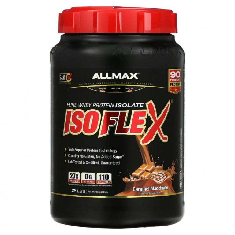 ALLMAX, Isoflex, чистый изолят сывороточного протеина, карамель макиато, 907 г (2 фунта)