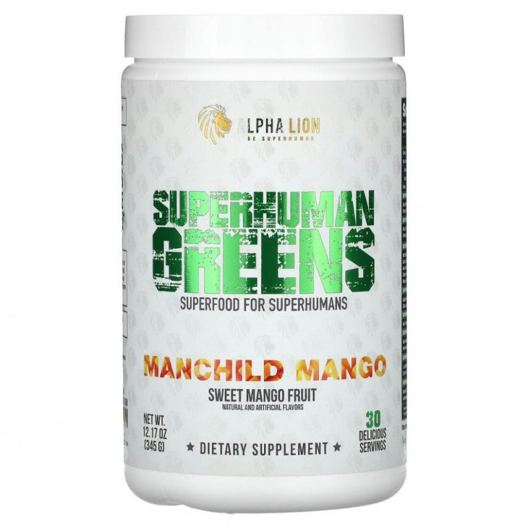 ALPHA LION, SuperHuman Greens, Manchild Mango, сладкие плоды манго, 345 г (12,17 унции)