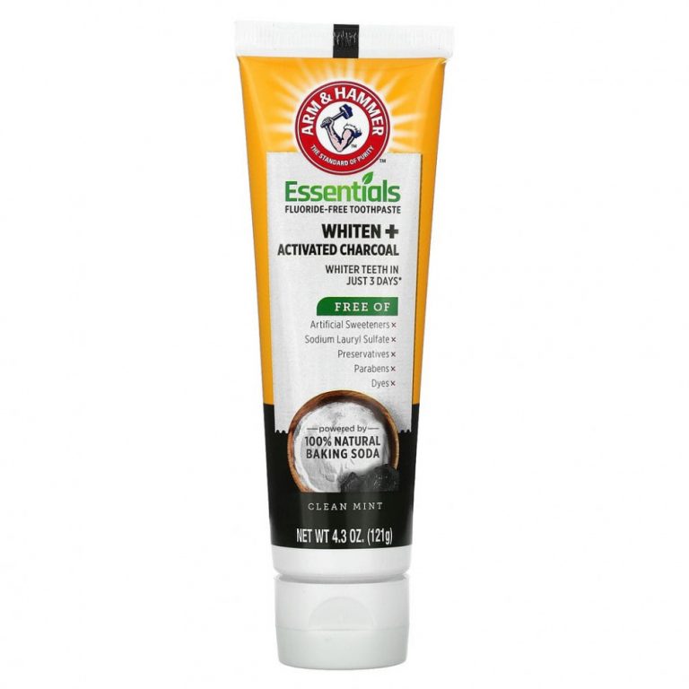 Arm & Hammer, Whiten + Activated Charcoal, зубная паста без фтора, чистая мята, 121 г (4,3 унции)