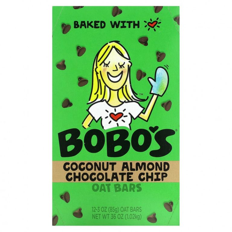 Bobo’s Oat Bars, Кокос и миндаль с шоколадной крошкой, 12 батончиков, по 85 г (3 унции)