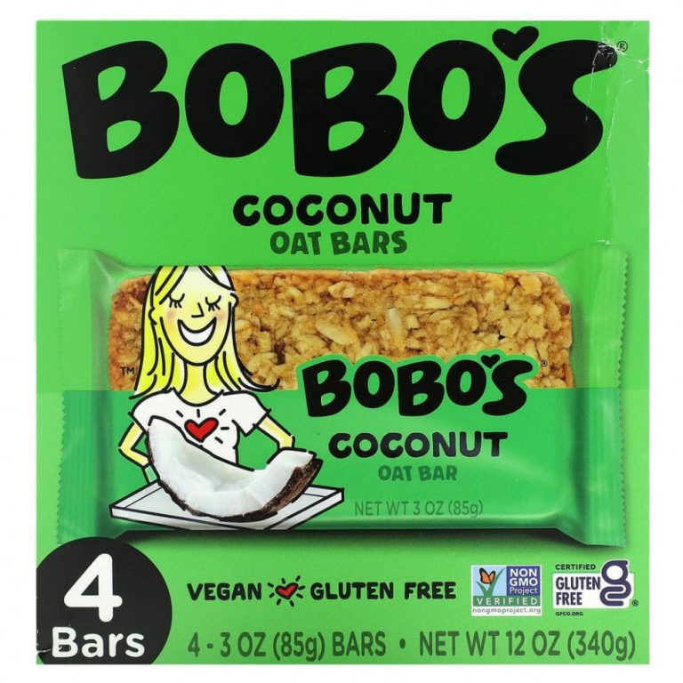 Bobo’s Oat Bars, Кокосовые и овсяные батончики, 4 батончика по 85 г (3 унции)