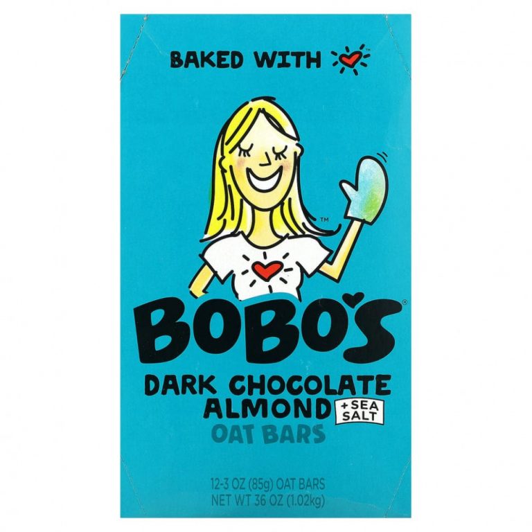 Bobo’s Oat Bars, Овсяные батончики с темным шоколадом и миндалем, с морской солью, 12 батончиков, по 85 г (3 унции)