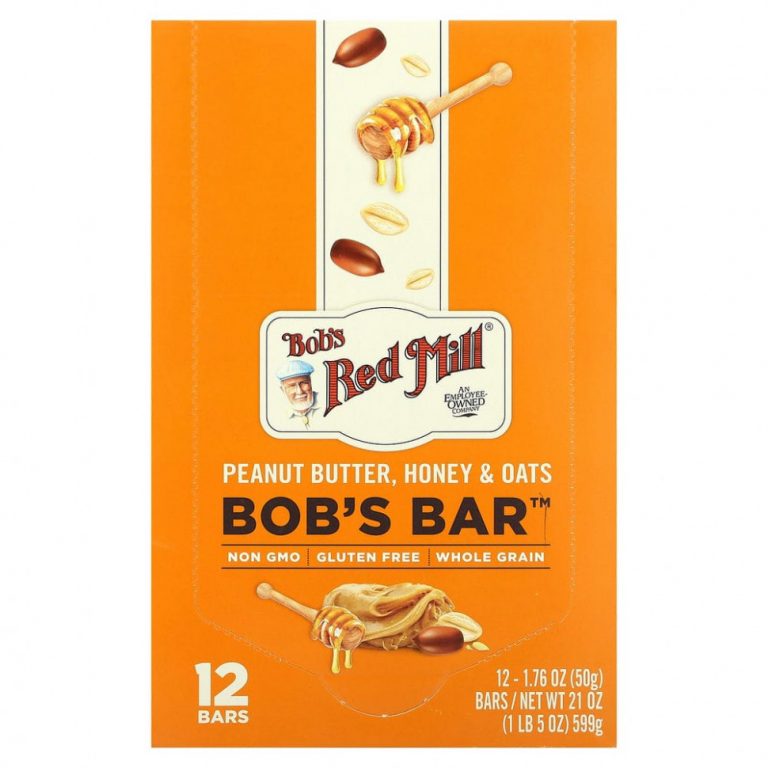 Bob’s Red Mill, Bob’s Bar, арахисовая паста, мед и овес, 12 батончиков по 50 г (1,76 унции)