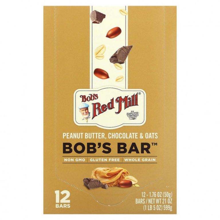 Bob’s Red Mill, Bob’s Bar, арахисовая паста, шоколад и овес, 12 батончиков, 50 г (1,76 унции)