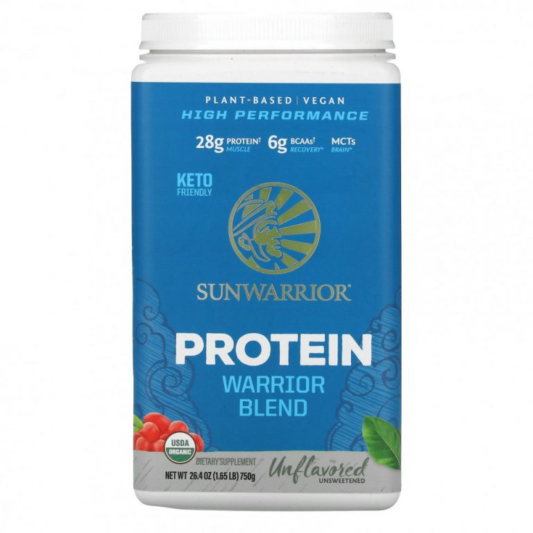 Sunwarrior, Warrior Blend Protein, органический растительный протеин, без добавок, 750 г (1,65 фунта)