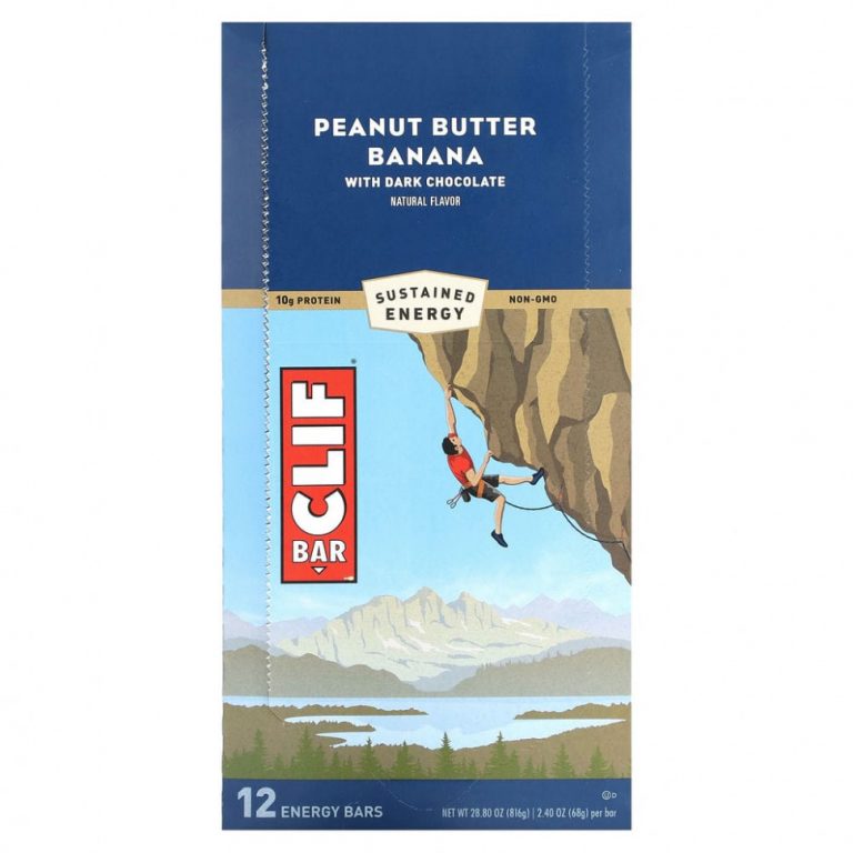 Clif Bar, Energy Bar, арахисовая паста и банан с темным шоколадом, 12 батончиков по 68 г (2,40 унции)