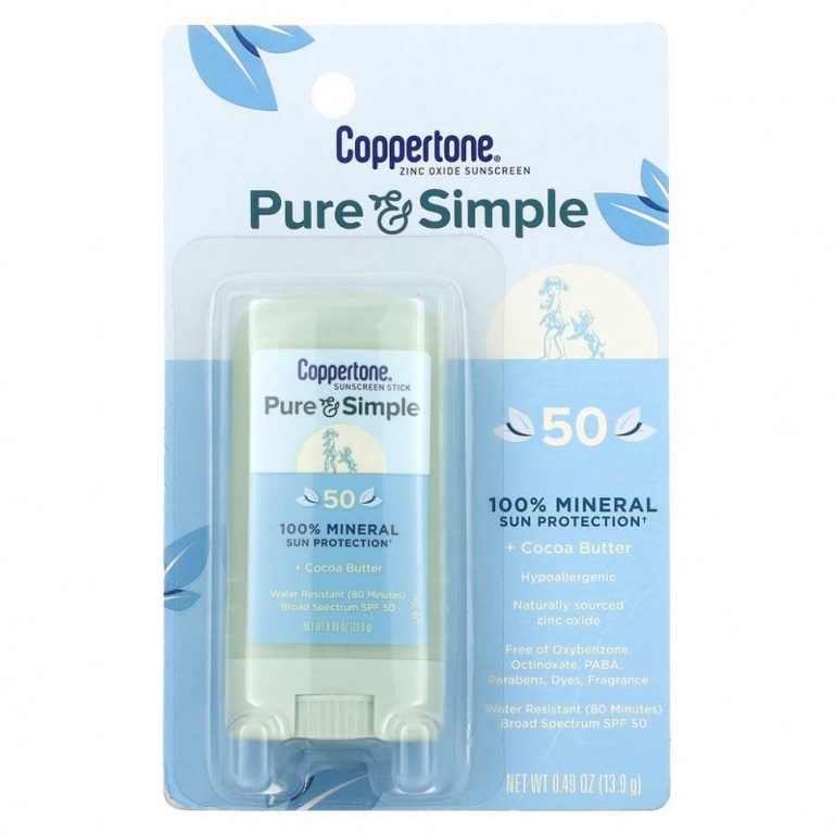 Coppertone, Pure & Simple, солнцезащитный стик, SPF 50, какао-масло, 13,9 г (0,49 унции)