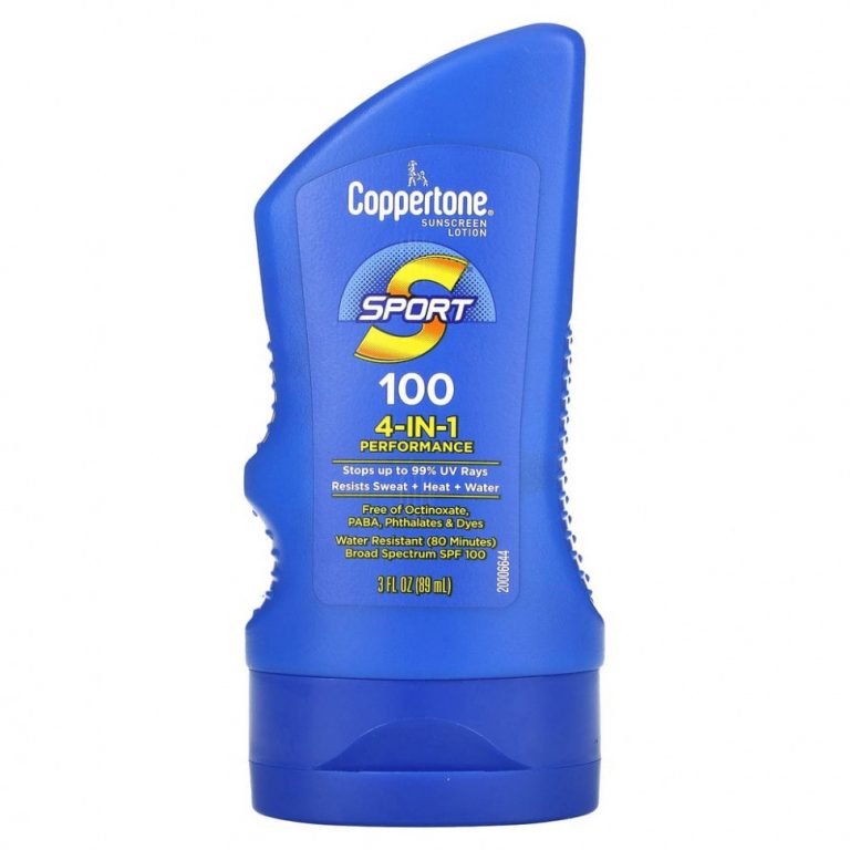 Coppertone, Sport, солнцезащитный лосьон, эффективность 4-в-1, SPF 100, 89 мл (3 жидк. Унции)