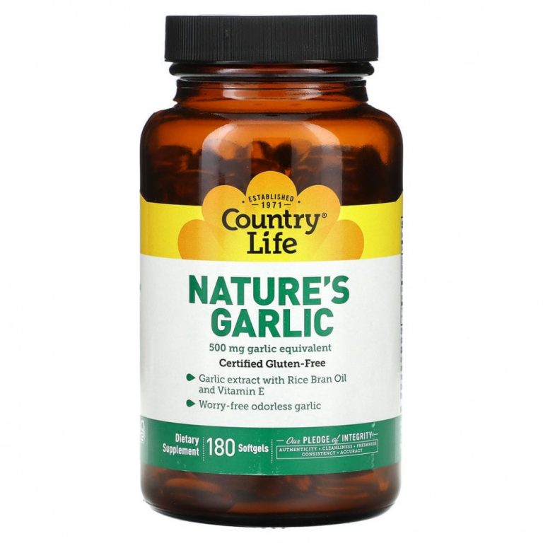 Country Life, Nature’s Garlic, 500 мг, 180 мягких таблеток