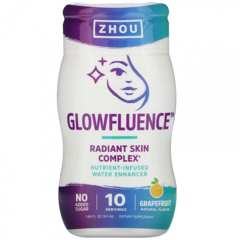 Zhou Nutrition, Glowfluence, водный усилитель с питательными веществами, грейпфрут, 50 мл (1,69 жидк. Унции)