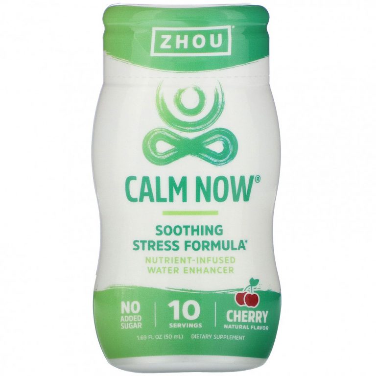 Zhou Nutrition, Calm Now, водный усилитель с питательными веществами, вишня, 50 мл (1,69 жидк. Унции)