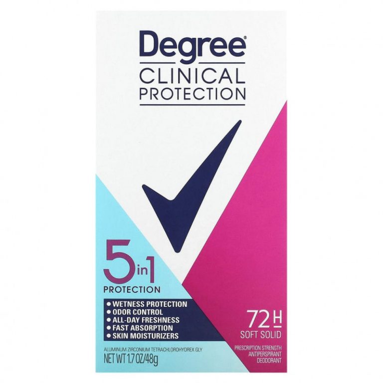 Degree, Clinical Protection, защита 5 в 1, дезодорант-антиперспирант, мягкое твердое вещество, 48 г (1,7 унции)